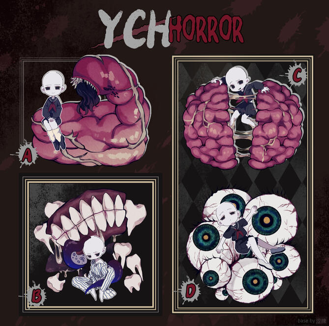 $20 Horror YCH unlimited slot ▹you can choose any expression and any outfit (or the outfit as ych) more details